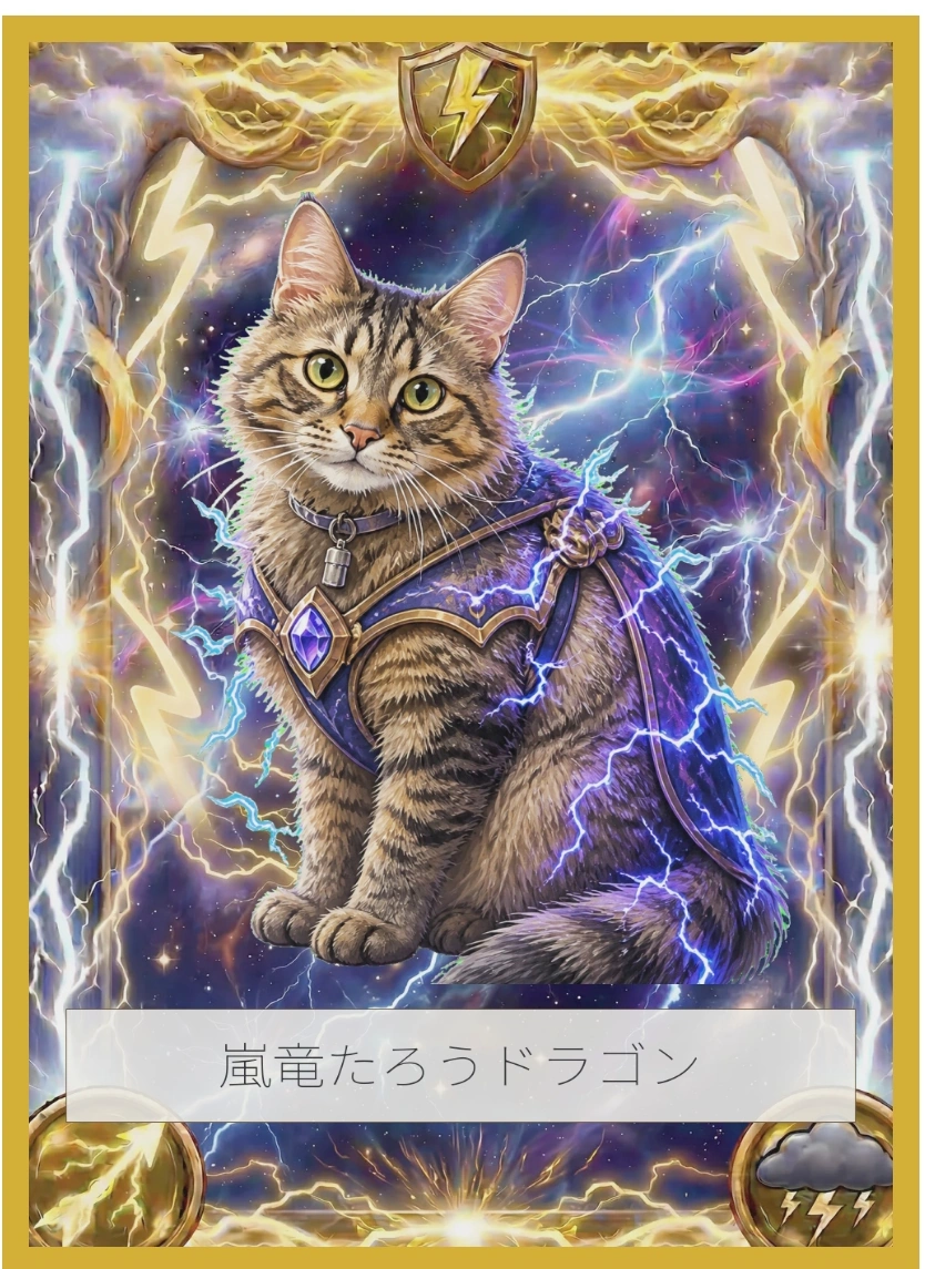 猫の雷属性バトルカード